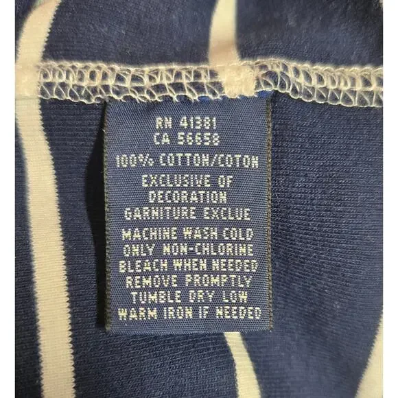 Ralph Lauren Navy White Striped T-Shirt Short Sleeve Soft Crew Neck Top Size XL - Picture 6 of 6